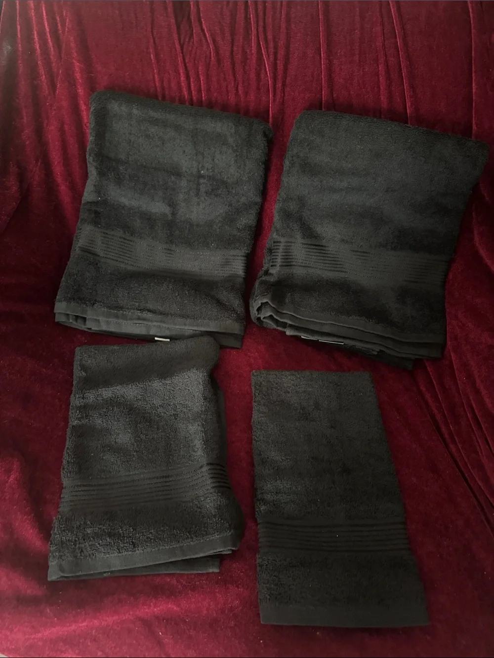 Black Bath Towel Set - Soft Absorbent Cotton